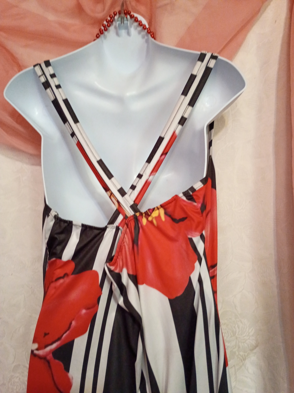 Red Floral Stripe Maxi Skirt - Unbranded - Picture 4 of 7